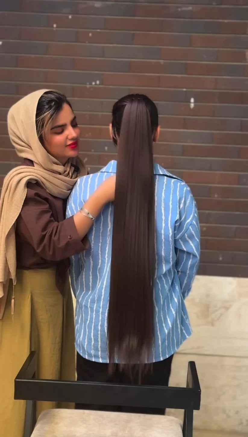 Long Hair Claw Clip Ponytail Elastic Band Extension